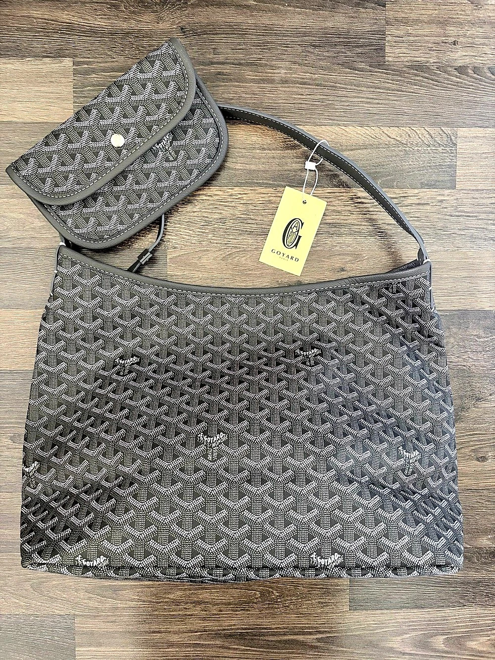 Stylish Black & Gray Shoulder Bag with Pouch